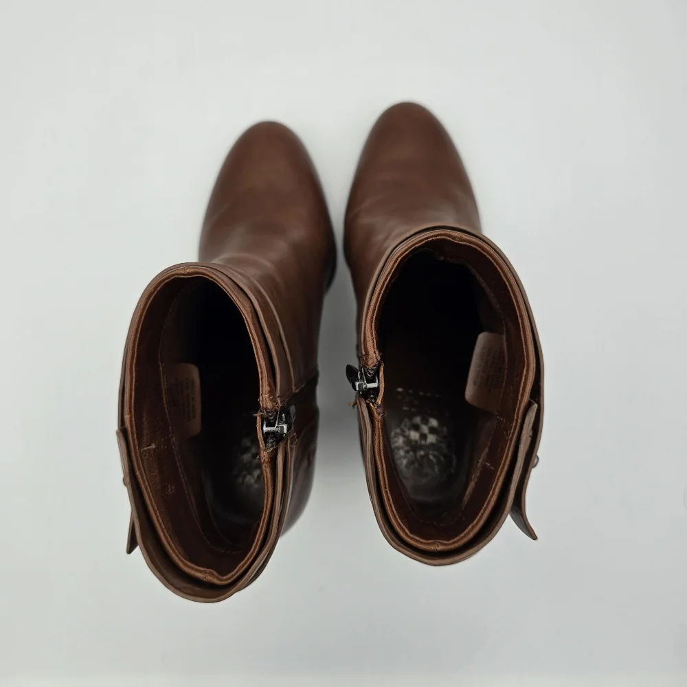 Like-New Vince Camuto Faythe Layered Heeled Ankle Booties, Brown, Women's 7.5M - Picture 11 of 16